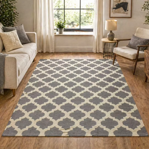 Modern Moroccan Trellis Wool Kilim Area <b>Rug</b> Reversible Flatweave Cotton Carpet Pet Friendly Living Room Bedroom Home Decor <b>Rug</b> - Product Image 1