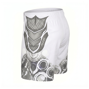 กางเกง MMA ยี่ห้อ Askar Wear รุ่น Ind สำหรับผู้ชาย ทรงปกติ แห้งเร็ว พิมพ์ลายแบบ Sublimation สำหรับกีฬาต่อสู้แบบผสมผสาน สีขาวลายเทา - Product Image 4