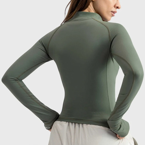 Women's High Quality Knitted Spandex/Polyester Quilted <b>Yoga</b> <b>Jacket</b> Thumb Holes Pockets Four-Way Stretch Breathable for Winter - Product Image 4
