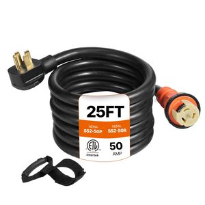 Cavo di Alimentazione per Generatore Resistente da 7,6 Metri, 50 Ampere, Certificato ETL, 12000W, Spina NEMA 14-50P, per Sistemi Elettrici RV con SS2 - Product Image 1