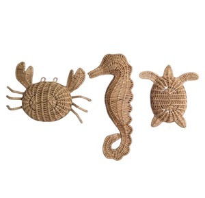 Escultura colgante de caballo marino para habitación infantil, decoración de ratán, hecha a mano con fibra natural, decoración de pared con animales. - Product Image 4