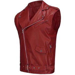 Gilet en cuir véritable pour hommes, style vintage, décontracté, en cuir de vache, pour motard, respirant, sans manches, veste d'hiver de haute qualité - Product Image 2