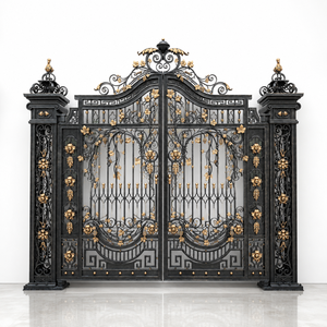 Puerta de Entrada Moderna de Diseño Modular, Puerta de Hierro de Fácil Montaje, Envío en Paquete Plano, Alta Calidad, Galvanizada en Caliente, Antióxido, Negra - Product Image 1