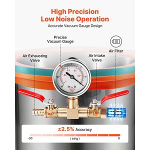 Cámara de Desgasificación al Vacío de Acero Inoxidable de 1.5 Galones con Tapa de Vidrio Templado, Manguera y Filtro de Aire para Fundición de Resina - Product Image 3