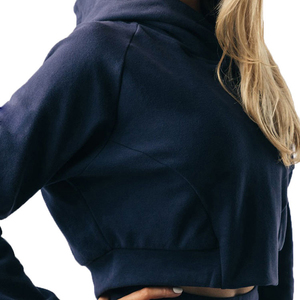 Hoodies courts en gros pour femme, couleur blanche, à fermeture éclair, manches longues, pull-over, pour la gym et le fitness - Product Image 6
