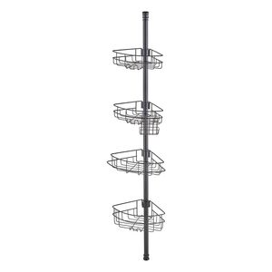 Asta doccia multifunzione ad alta resistenza da 56-114 pollici con vassoio angolare in plastica antiruggine e portaoggetti per doccia - Product Image 6