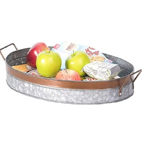 Bandeja de Servicio Multiusos de Lujo para el Desayuno, Artesanía Metálica, Hecha a Mano con Metal Galvanizado, Diseño Moderno Ecológico para Bodas - Product Image 1