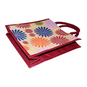 Sac fourre-tout en toile de jute laminée PP à imprimé floral multicolore, dernière conception, avec poignée longue, emballage personnalisé sur le thème de la mode - Product Image 5
