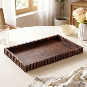 Premium Round Wooden Serving Tray with Handles – Large Acacia Wood Platters for Dinner, Breakfast, Charcuterie Board, and <b>Party</b> - Product Image 3