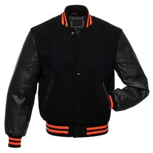 Chaqueta Varsity de Invierno para Hombre Fabricada en Fábrica, 100% Lana, Cuero, Manga Larga, Secado Rápido, Resistente al Viento, Transpirable, Bordado en Lona - Product Image 1