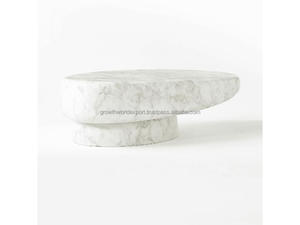 Designer <b>Oval</b> Marble <b>Coffee</b> <b>Table</b> Glossy Finish Contemporary Furniture Luxury White Marble <b>Coffee</b> <b>Table</b> Organic <b>Oval</b> Shape Cente - Product Image 5
