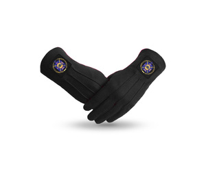 Gants de cérémonie élégants des Chevaliers Templiers, patch noir avec blason violet - Product Image 1