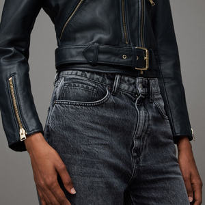 Veste de moto en cuir de vache écologique pour femmes, best-seller, hiver, coupe courte, avec fermeture éclair à manches longues, veste en cuir pour femmes - Product Image 5