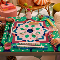 Tapis de Mahjong Moderne Pliable à Motifs Verts Mignons de Designer, 33 Pouces, 3mm, en Néoprène Antidérapant, Surface en Tissu Doux au Toucher