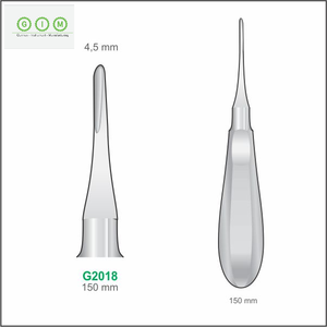 Élévateur dentaire à racine droite, modèle Bein, 4,0 mm, acier inoxydable 420, manche creux 140 mm, autoclavable, réutilisable, chirurgical - Product Image 1