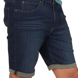 Shorts en jean vintage bleu foncé pour homme, taille mi-haute, coupe droite, décontracté, été, coton, poches, respirant, tissé, brodé - Product Image 5