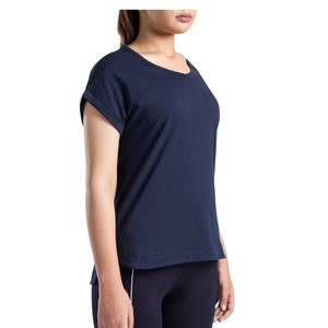 Camiseta Personalizada para Mujer, Cuello en V, Corte Holgado, Informal, para Gimnasio, Transpirable, de Algodón Suave, para Fitness, Yoga, Running, Deportes, Color Azul Marino - Product Image 5