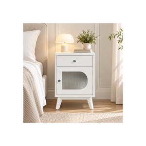 Muebles de Dormitorio Modernos de Madera de Pino Macizo de la Colección EVEREST, Mesita de Noche de Madera con Almacenamiento que Ahorra Espacio - Product Image 1