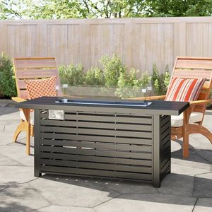 24-Inch Steel Propane <b>Fire</b> <b>Pit</b> <b>Table</b> with Cover Durable Outdoor <b>Fire</b> Feature - Product Image 1