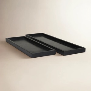 ถาดเสิร์ฟทรงสี่เหลี่ยมผืนผ้า ไม้สีดำล้วน ดีไซน์มินิมอล สำหรับจานและถาด - Product Image 1