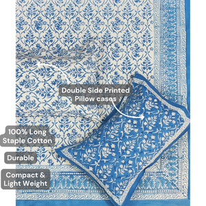 <b>King</b> <b>Size</b> 100% Cotton Bedsheet Set Jaipur Hand Block Printed Ultra Soft Durable Machine Washable Artisan Made Eco Hospital Home - Product Image 4