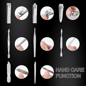 Kit de manucure et pédicure professionnel classique de haute qualité en acier inoxydable, 17 pièces, léger, réutilisable, 5-en-1, avec étui individuel pour ongles - Product Image 4