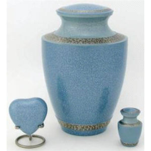 Wholesale Blue Metal Cremation Urns Set for Adult Ashes Custom Decorative Brass Funeral Urn <b>Keepsake</b> Heart Memorial <b>Box</b> Urns - Product Image 1