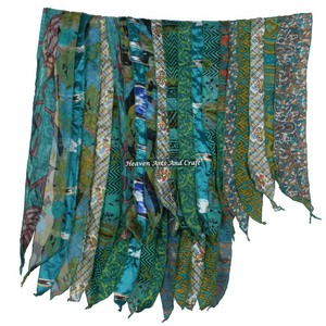 Bufanda/Chal Largo para Mujer 2026, con 15 Franjas, Estampado Digital Vintage, Imitación de Seda Reciclada, Reversible, con Parches de Sari Coloridos - Product Image 5