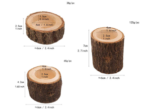 Porte-bougie en bois rond rustique fait main GUANSEN GS145 Wabi Sabi en écorce d'arbre pour Noël - Product Image 5
