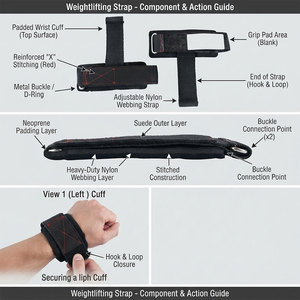 Correas de levantamiento unisex con cierre de gancho y bucle, correas de tela duraderas para protección de manos, accesorio de gimnasio, correa de levantamiento de pesas - Product Image 5