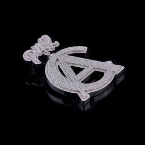 Pendentif élégant et luxueux en moissanite taillée, clarté VVS impeccable, plaqué rhodium, argent 925, cadeau hip-hop - Product Image 5