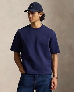Camiseta de algodón de manga corta con cuello redondo para hombre, color azul marino, corte regular, informal, de color sólido, tejido de punto jersey con logotipo en la parte delantera. - Product Image 6