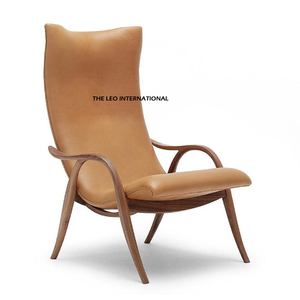 Fauteuil de détente individuel moderne de style nordique minimaliste, avec pieds en bois massif et métal, design pour salon, chaise ottoman - Product Image 2