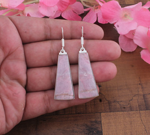 Blue Lace Agate Water Drop Dangle Earrings 925 <b>Sterling</b> <b>Silver</b> Gold Plated Vintage Unisex Women's Handmade Gemstone Jewelry - Product Image 1