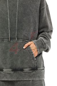 Gran oferta, conjunto de chándal de gran tamaño de invierno para mujer, nuevo diseño, traje de Jogger de lavado ácido OEM, pantalón con capucha de lavado de piedra Vintage sólido - Product Image 3