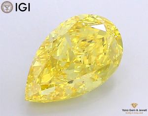 Chef-d'œuvre pour bague 5,00 CARAT Certifié IGI Couleur Jaune Vif Fantaisie Clarté VVS2 Coupe Poire Diamant de laboratoire cultivé en CVD - Product Image 1
