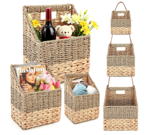 Handmade <b>Wall</b> Hanging Water hyacinth & Seagrass Grass Toy <b>Basket</b> Natural Woven <b>Storage</b> Organizer - Product Image 2