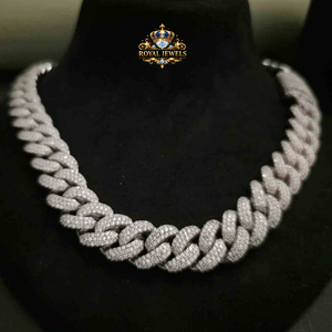 Full <b>Iced</b> <b>Out</b> Moissanite Cuban Link <b>Chain</b> Necklace 925 Sterling Silver Round Brilliant Cut Hip Hop Jewelry - Product Image 1