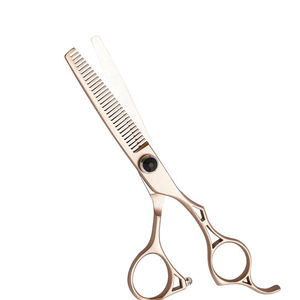 Custom Made Right-Handed Stainless Steel <b>Barber</b> Scissors Kit with Thinning Shears Blunt <b>Blade</b> Tips 28 Teeth Short Handle - Product Image 2