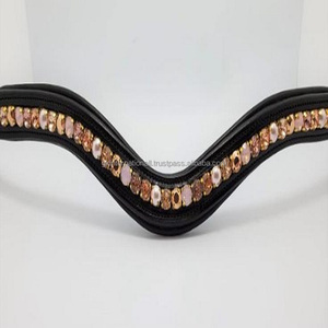 Banda de cuero para cejas hecha a mano Para Caballo, cadena ostentosa multicolor en todos los tamaños y lazos cosidos - Product Image 2
