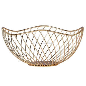 Wholesale Quality <b>Gold</b> Finished Wire <b>Basket</b> Best Selling Reusable Kitchenware Fruit <b>Basket</b> <b>Storage</b> Wire Bowl for Home Decoration - Product Image 4
