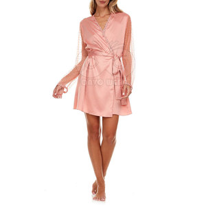 Robe de chambre élégante en soie pour femme, peignoir en satin, vêtements de nuit haut de gamme, tenue d'intérieur raffinée, conception personnalisée, fournisseur en gros - Product Image 5