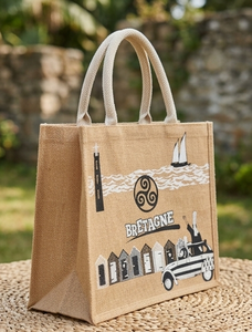 Modern Laminated <b>Jute</b> Handbag Multipurpose Reusable <b>Shopping</b> <b>Bag</b> for Grocery Office Beach Travel and Retail - Product Image 3