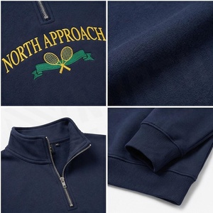 Sweat-shirt à col zippé brodé North Approach pour homme, style preppy, en polaire bleu marine, coupe classique, pour l'automne - Product Image 4