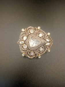 Brooch With polki stone in <b>gold</b> plated in silver 925 jewelry for Women and men Party brooch unisexual brooch handmade jewelry - Product Image 3
