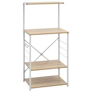 Armoire pour micro-ondes blanche et chêne clair 23,6"x15,6"x48,4" avec étagères et unités de rangement en bois d'ingénierie - Product Image 2