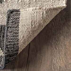 Southwestern Geometric Jute Area Rug Handwoven Flat <b>Weave</b> Modern Extra Thick PET Friendly Living Room Bedroom Floor Decor Mat - Product Image 5