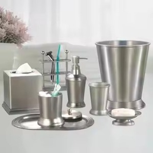 Designer Metal <b>Bathroom</b> <b>Set</b> Premium Bath ware <b>Accessories</b> for Home Hotel Resort Guest Room Vanity Counter Decoration - Product Image 4