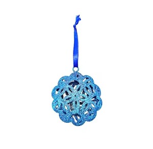 Custom Two-Sided Metal Christmas Hanging Ornament Xmas Holiday Decorations Pendant <b>Blue</b> <b>Glitter</b> Metal Craft Hanging Ornament - Product Image 1