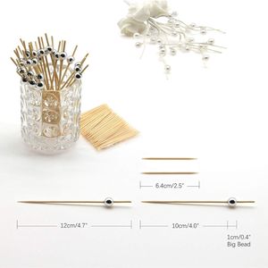 Stuzzicadenti Decorativi in Bambù Argento Perlato da 4,7 Pollici per Cocktail e Antipasti, Ideali per Feste di Natale e Capodanno - Product Image 3